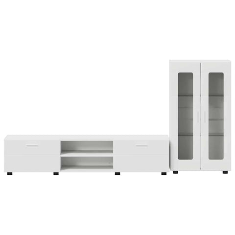 vidaXL TV Cabinet Set with Drawer with Shelf White Engineered Wood