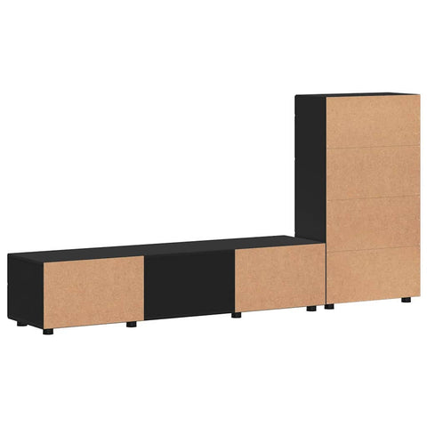 vidaXL TV Cabinet Set with Drawer with Shelf Black Engineered Wood