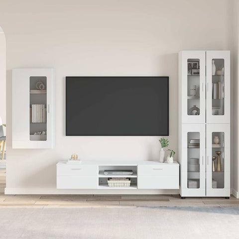 vidaXL TV Cabinet Set with Drawer with Shelf White Engineered Wood