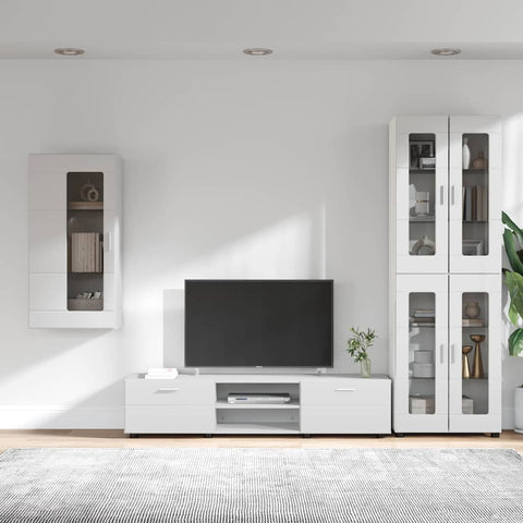 vidaXL TV Cabinet Set with Drawer with Shelf White Engineered Wood