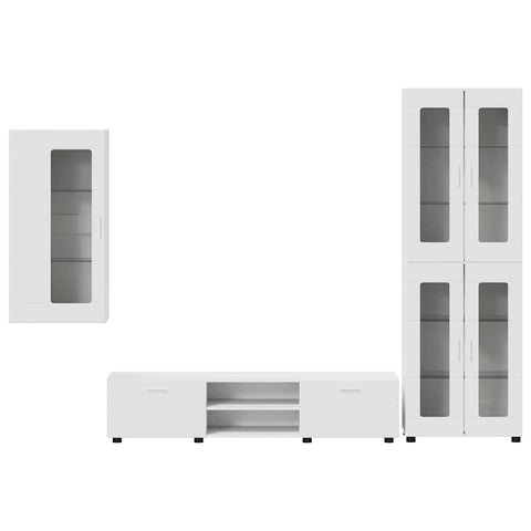 vidaXL TV Cabinet Set with Drawer with Shelf White Engineered Wood