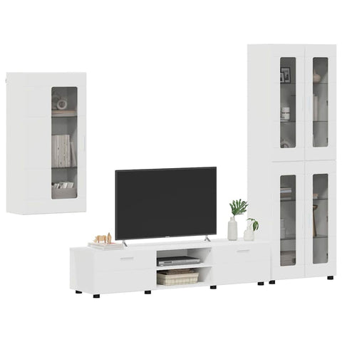 vidaXL TV Cabinet Set with Drawer with Shelf White Engineered Wood