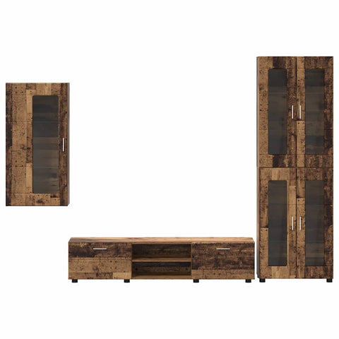 vidaXL TV Cabinet Set with Drawer with Shelf Old Wood Engineered Wood