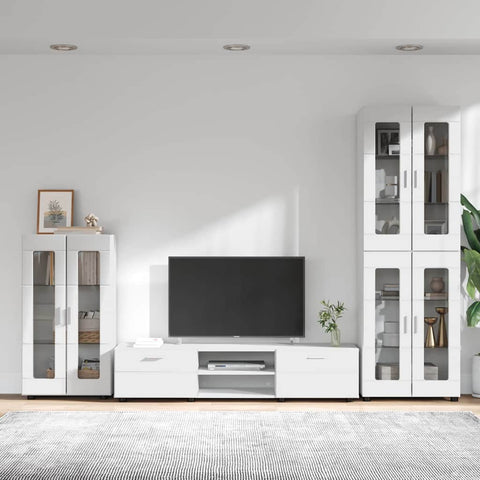 vidaXL TV Cabinet Set with Drawer with Shelf White Engineered Wood