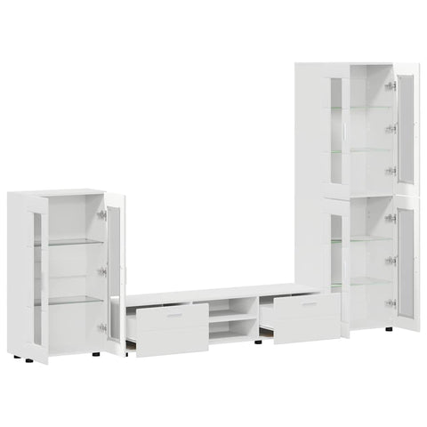 vidaXL TV Cabinet Set with Drawer with Shelf White Engineered Wood