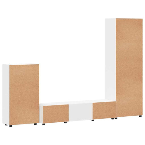 vidaXL TV Cabinet Set with Drawer with Shelf White Engineered Wood