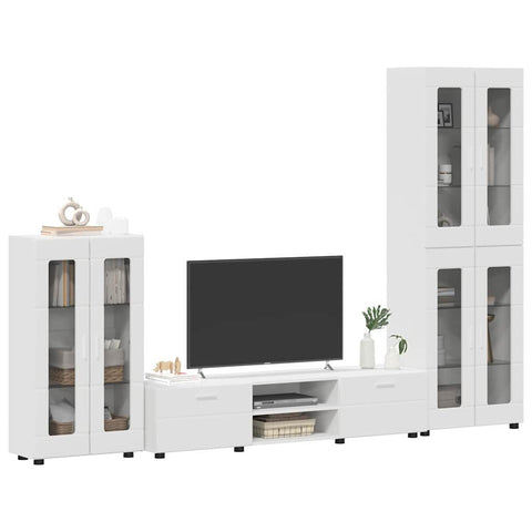 vidaXL TV Cabinet Set with Drawer with Shelf White Engineered Wood
