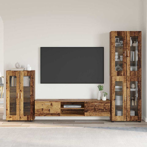 vidaXL TV Cabinet Set with Drawer with Shelf Old Wood Engineered Wood