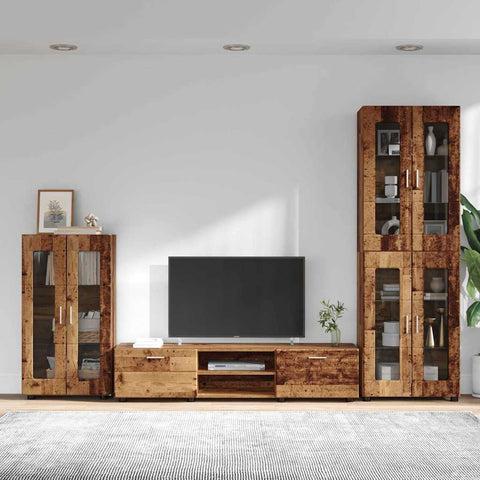 vidaXL TV Cabinet Set with Drawer with Shelf Old Wood Engineered Wood