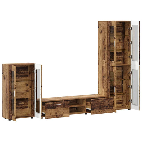 vidaXL TV Cabinet Set with Drawer with Shelf Old Wood Engineered Wood