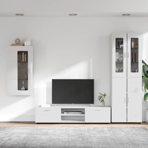 vidaXL TV Cabinet Set with Drawer with Shelf White Engineered Wood