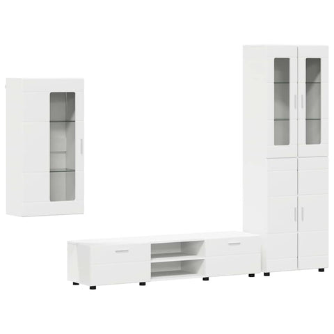 vidaXL TV Cabinet Set with Drawer with Shelf White Engineered Wood