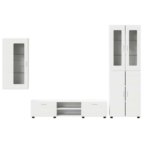 vidaXL TV Cabinet Set with Drawer with Shelf White Engineered Wood