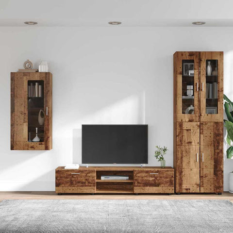 vidaXL TV Cabinet Set with Drawer with Shelf Old Wood Engineered Wood