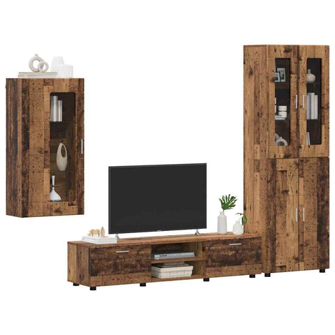 vidaXL TV Cabinet Set with Drawer with Shelf Old Wood Engineered Wood
