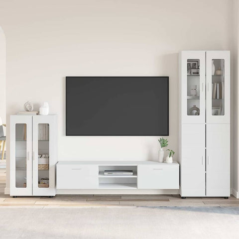 vidaXL TV Cabinet Set with Drawer with Shelf White Engineered Wood