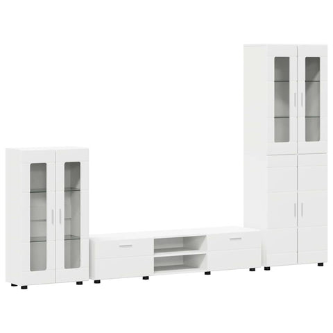 vidaXL TV Cabinet Set with Drawer with Shelf White Engineered Wood