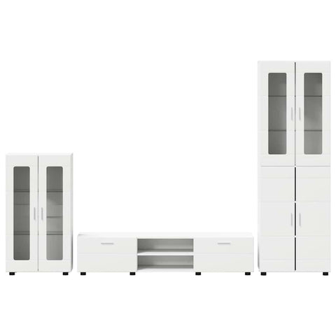 vidaXL TV Cabinet Set with Drawer with Shelf White Engineered Wood