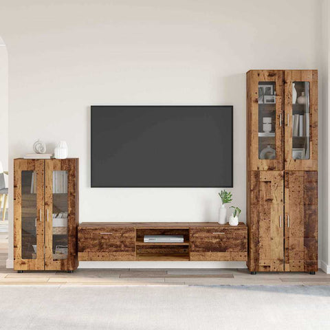 vidaXL TV Cabinet Set with Drawer with Shelf Old Wood Engineered Wood