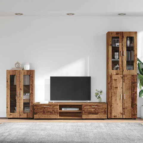 vidaXL TV Cabinet Set with Drawer with Shelf Old Wood Engineered Wood