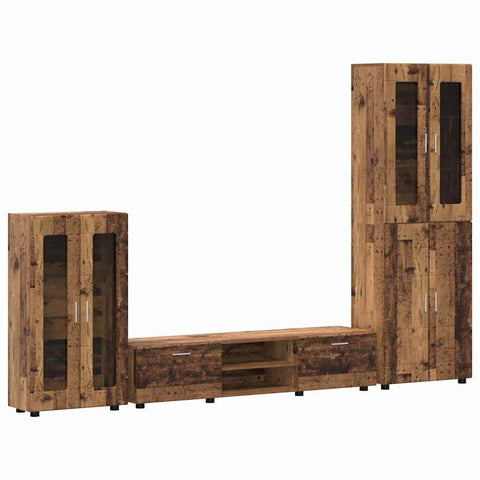 vidaXL TV Cabinet Set with Drawer with Shelf Old Wood Engineered Wood