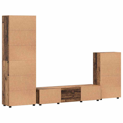 vidaXL TV Cabinet Set with Drawer with Shelf Old Wood Engineered Wood