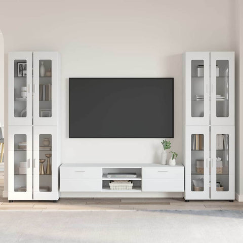vidaXL TV Cabinet Set with Drawer with Shelf White Engineered Wood