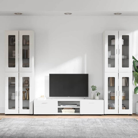 vidaXL TV Cabinet Set with Drawer with Shelf White Engineered Wood