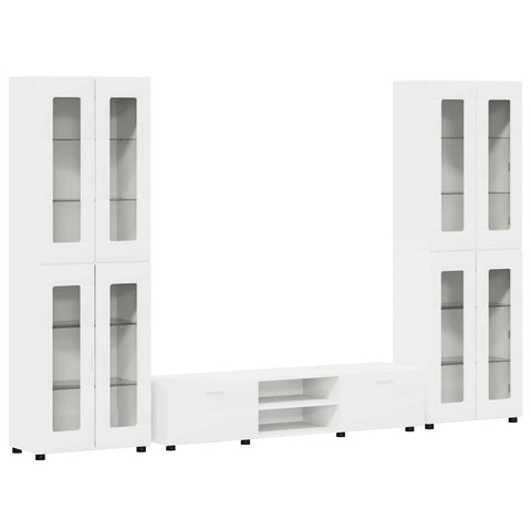 vidaXL TV Cabinet Set with Drawer with Shelf White Engineered Wood