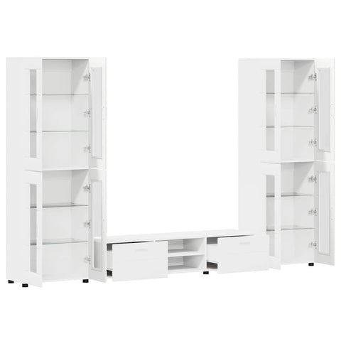 vidaXL TV Cabinet Set with Drawer with Shelf White Engineered Wood