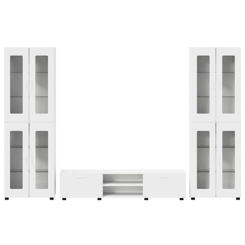 vidaXL TV Cabinet Set with Drawer with Shelf White Engineered Wood