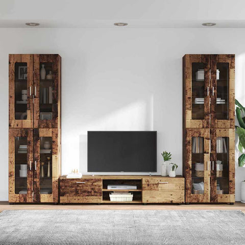 vidaXL TV Cabinet Set with Drawer with Shelf Old Wood Engineered Wood