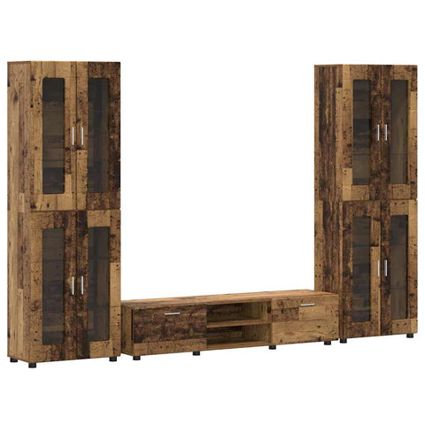 vidaXL TV Cabinet Set with Drawer with Shelf Old Wood Engineered Wood