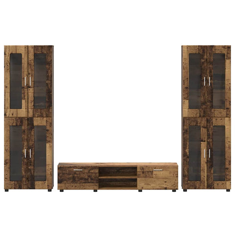 vidaXL TV Cabinet Set with Drawer with Shelf Old Wood Engineered Wood