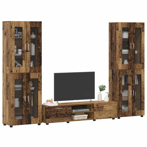 vidaXL TV Cabinet Set with Drawer with Shelf Old Wood Engineered Wood