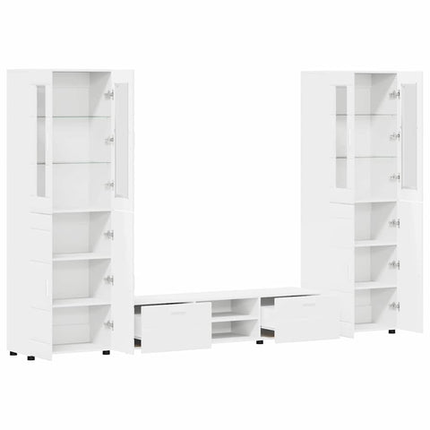 vidaXL TV Cabinet Set with Drawer with Shelf White Engineered Wood
