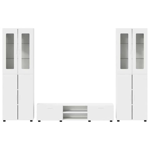 vidaXL TV Cabinet Set with Drawer with Shelf White Engineered Wood