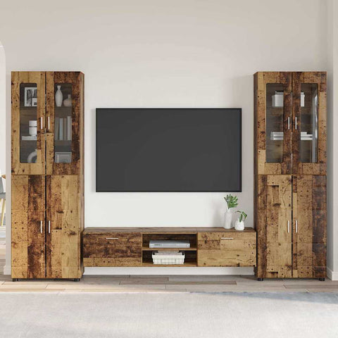 vidaXL TV Cabinet Set with Drawer with Shelf Old Wood Engineered Wood