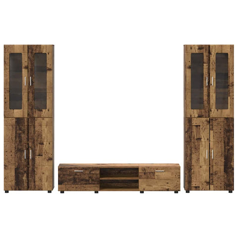 vidaXL TV Cabinet Set with Drawer with Shelf Old Wood Engineered Wood