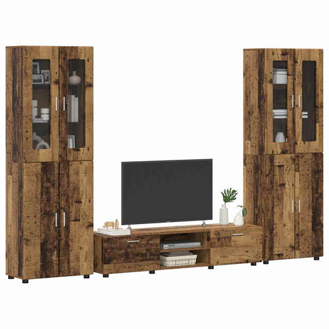 vidaXL TV Cabinet Set with Drawer with Shelf Old Wood Engineered Wood