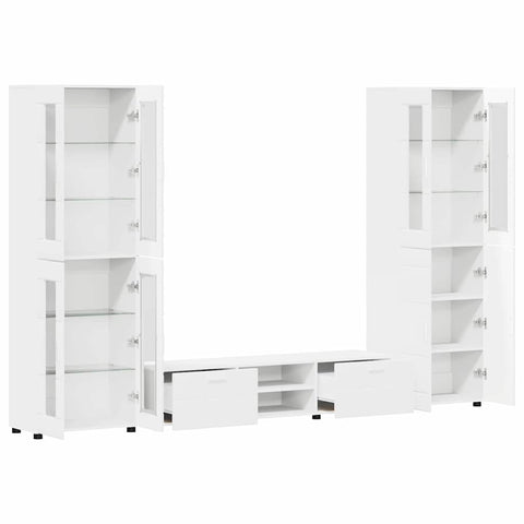 vidaXL TV Cabinet Set with Drawer with Shelf White Engineered Wood