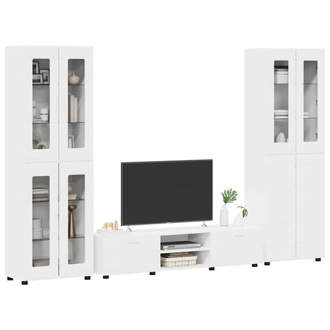 vidaXL TV Cabinet Set with Drawer with Shelf White Engineered Wood