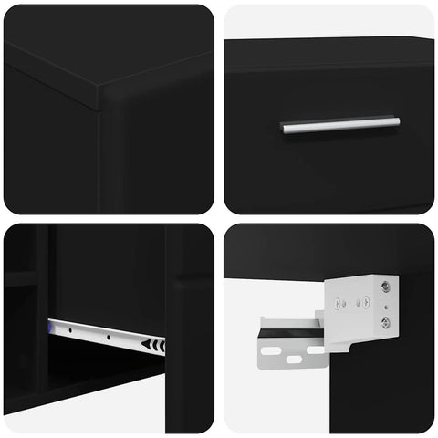 vidaXL TV Cabinet Set with Drawer with Shelf Black Engineered Wood