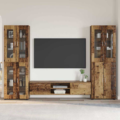 vidaXL TV Cabinet Set with Drawer with Shelf Old Wood Engineered Wood