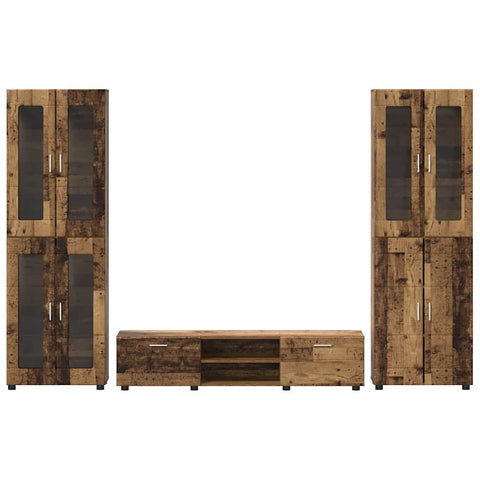 vidaXL TV Cabinet Set with Drawer with Shelf Old Wood Engineered Wood