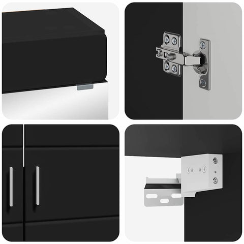 vidaXL Bathroom Furniture Set with Shelf TULUM Black Engineered Wood