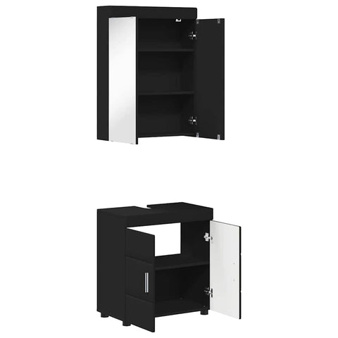 vidaXL Bathroom Furniture Set with Shelf TULUM Black Engineered Wood