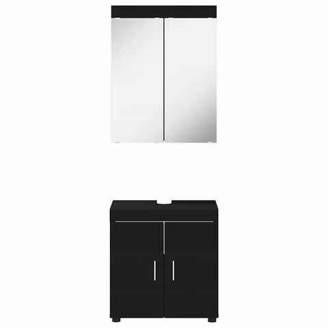 vidaXL Bathroom Furniture Set with Shelf TULUM Black Engineered Wood