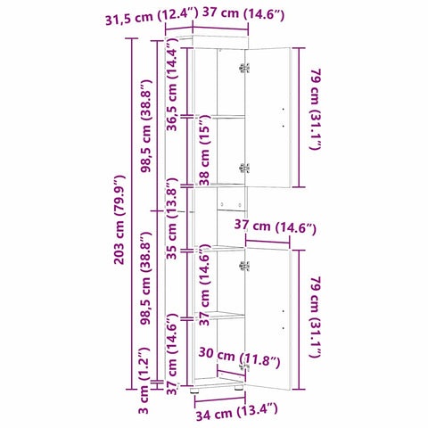 vidaXL Bathroom Furniture Set with Shelf TULUM White Engineered Wood