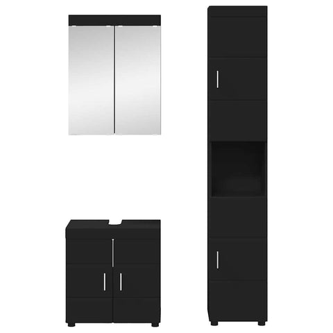 vidaXL Bathroom Furniture Set with Shelf TULUM Black Engineered Wood